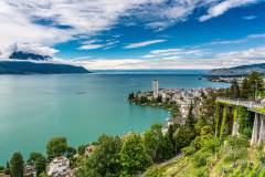 Switzerland, Montreux and lake Leman view